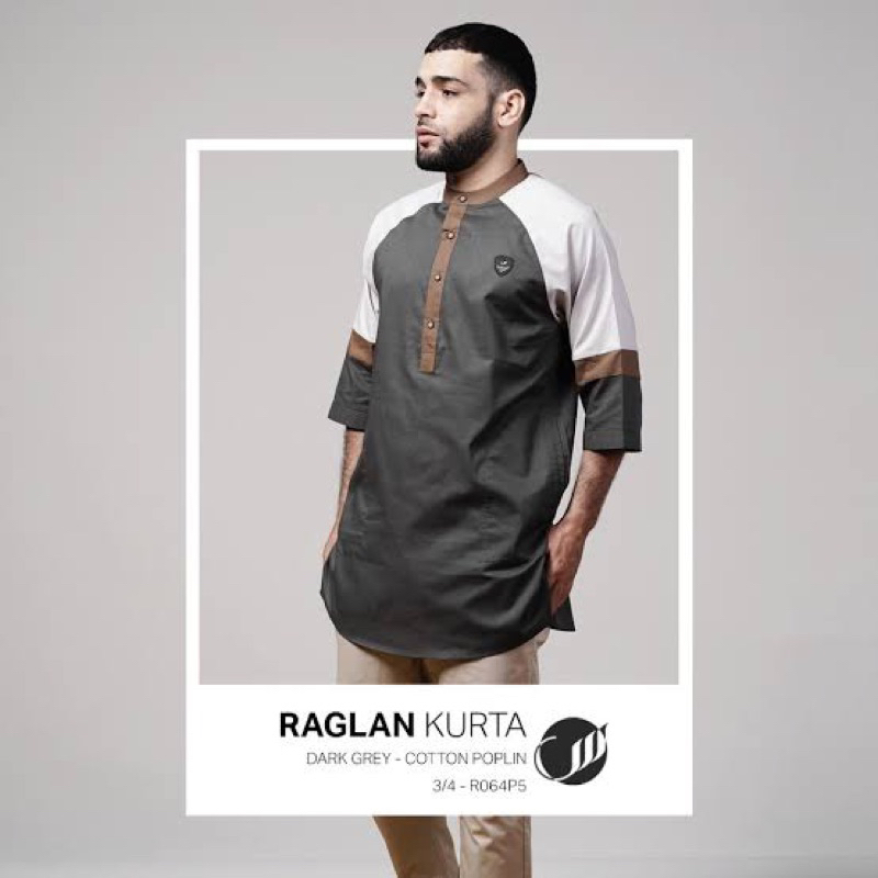 Jual r064P samase kurta raglan dark grey | Shopee Indonesia