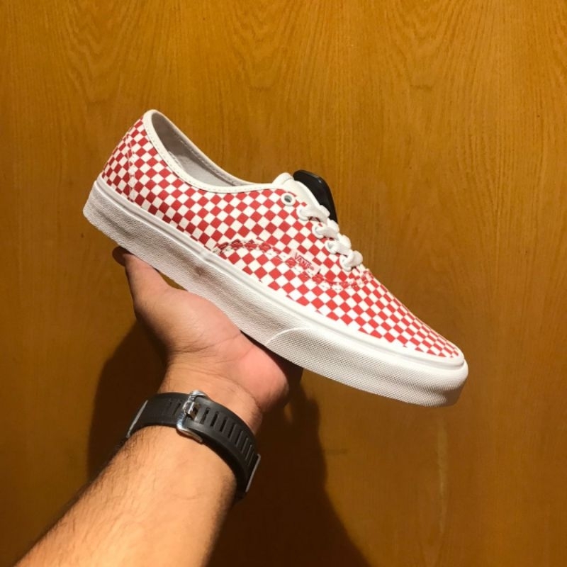 Vans Authentic Van Doren Special Checkerboard Skate Shoe - Red / White