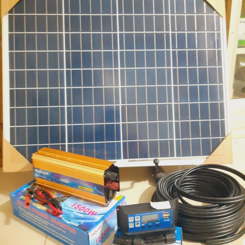 Jual Paket Solar Panel Tenaga Surya 50 Wp Inventer 1500 Watt | Shopee ...
