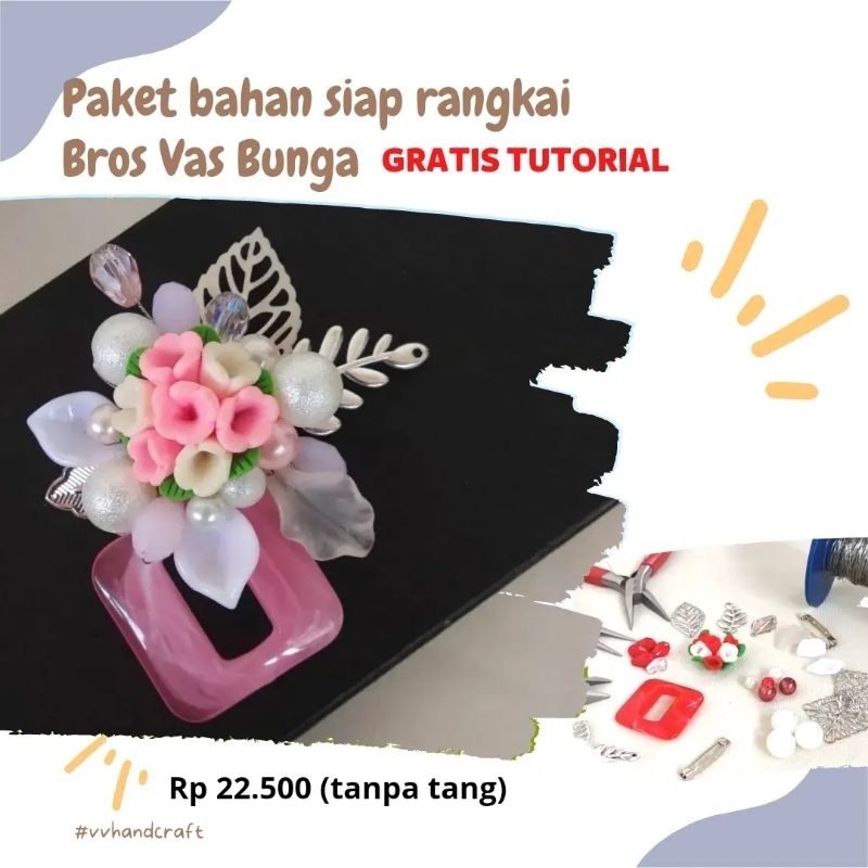 Jual Bahan siap rangkai bros Vas Bunga | Shopee Indonesia