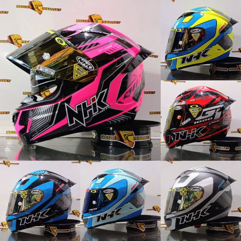 Helm Nhk GP 1000 motif PLASMA PINK FLUO BLACK PAKET GANTENG 100%ORIGINAL