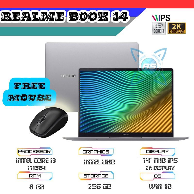 Jual Laptop Realmebook 14 Realme Book core i3 1115G4 ram 8Gb rom 256Gb