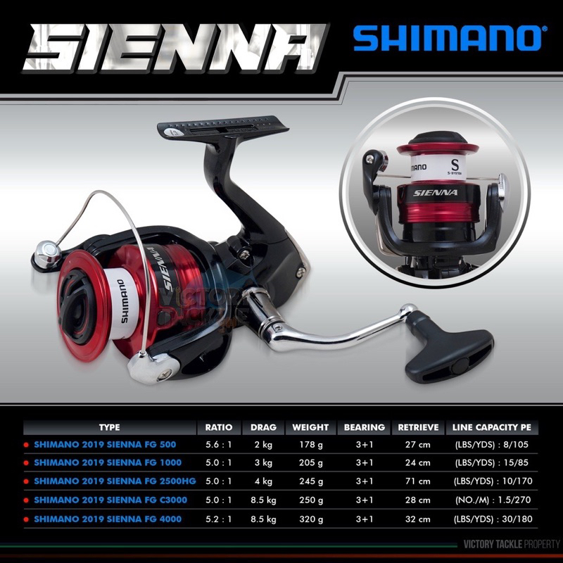 REEL PANCING SHIMANO SIENNA 1000FE 2500FE 4000FE 1+1 Ball Bearing - 1000Fe