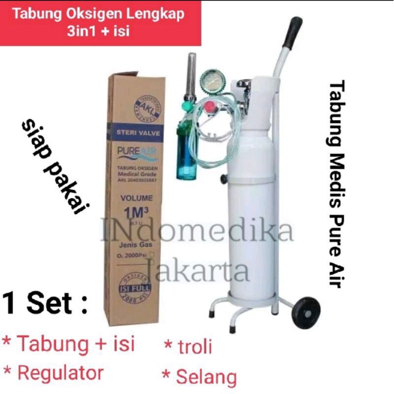 Jual Tabung Oksigen 1m3 Komplit Siap Pakai Tabung Oxygen Lengkap Tabung Set 1m3 Shopee 4610