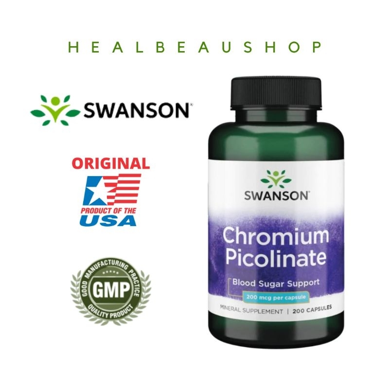Complément Alimentaire Swanson Chromium Picolinate 200mcg - Boîte De 200 Capsules, Date Fraîche