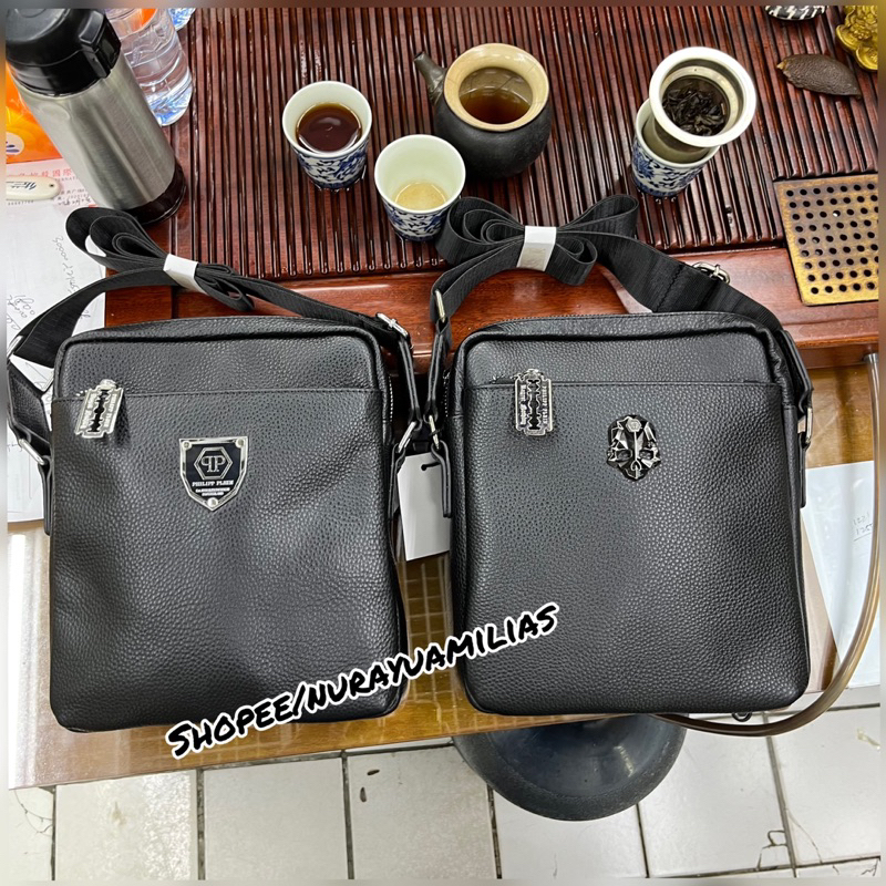 Jual Tas pria Philip plein kulit asli import tas selempang pria 4 sleting import tas slempang pria branded Shopee Indonesia