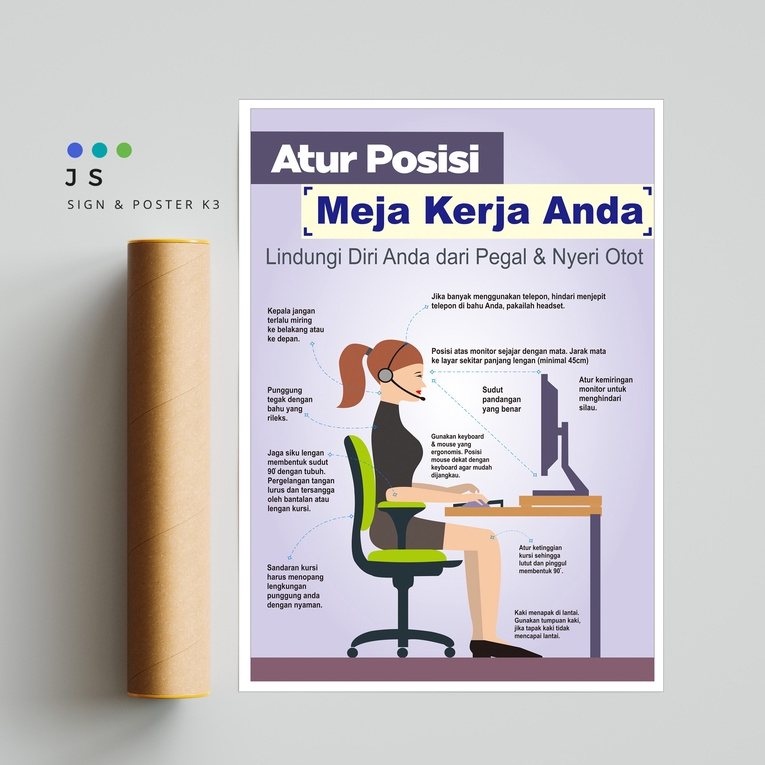 Jual Poster Safety K3 Atur Posisi Meja Kerja Anda Shopee Indonesia 