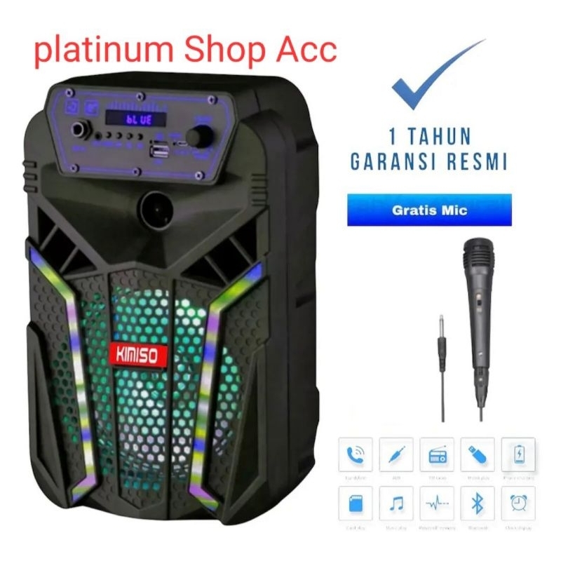 Speaker Bluetooth 2602 Bonus Mic 6,5Inci Salon Aktif Portable Radio Fm Speaker Wireless Led