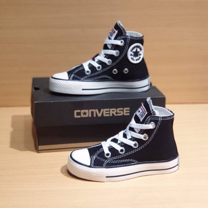 Premium quality Sepatu Anak Sekolah Converse All Star Hitam Tinggi Laki Laki Perempuan Unisex Sepatu Sekolah Anak Cowok Cewek Boots Hitam