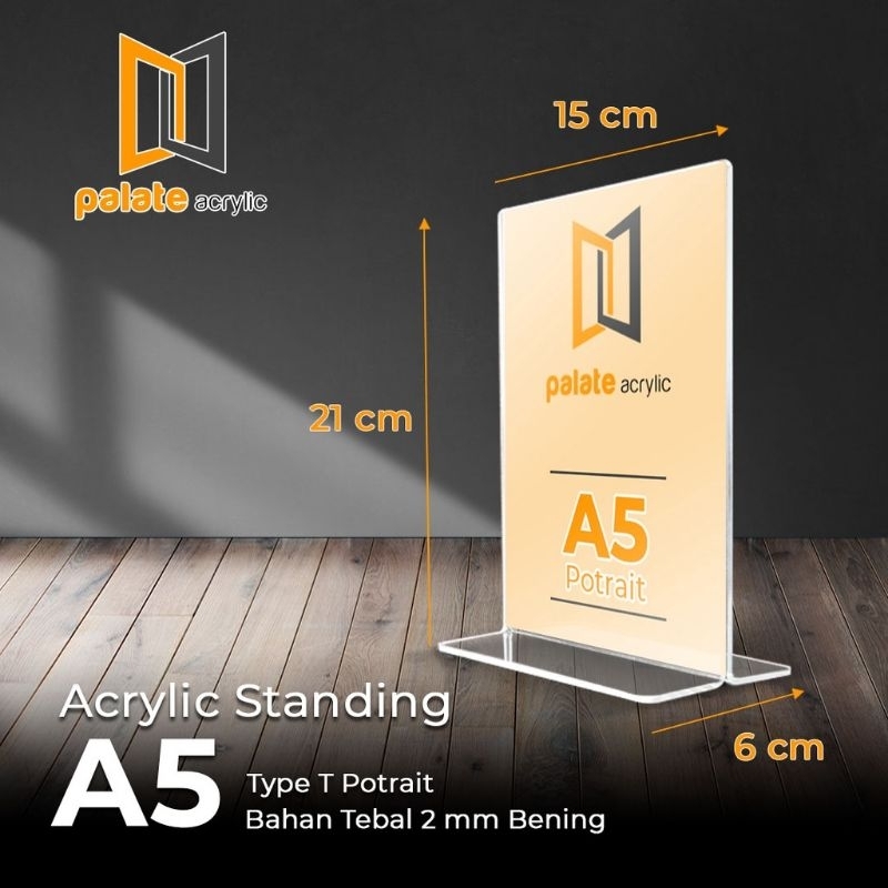 Jual AKRILIK A5 T / ACRYLIC STAND POTRAIT / TEND CARD 2MM / AKRILIK 2 ...