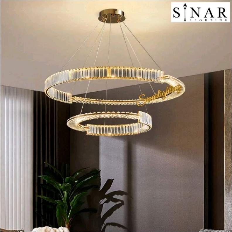 Jual Lampu Hias Gantung Double Ring Led Kristal Cm Cm Shopee Indonesia