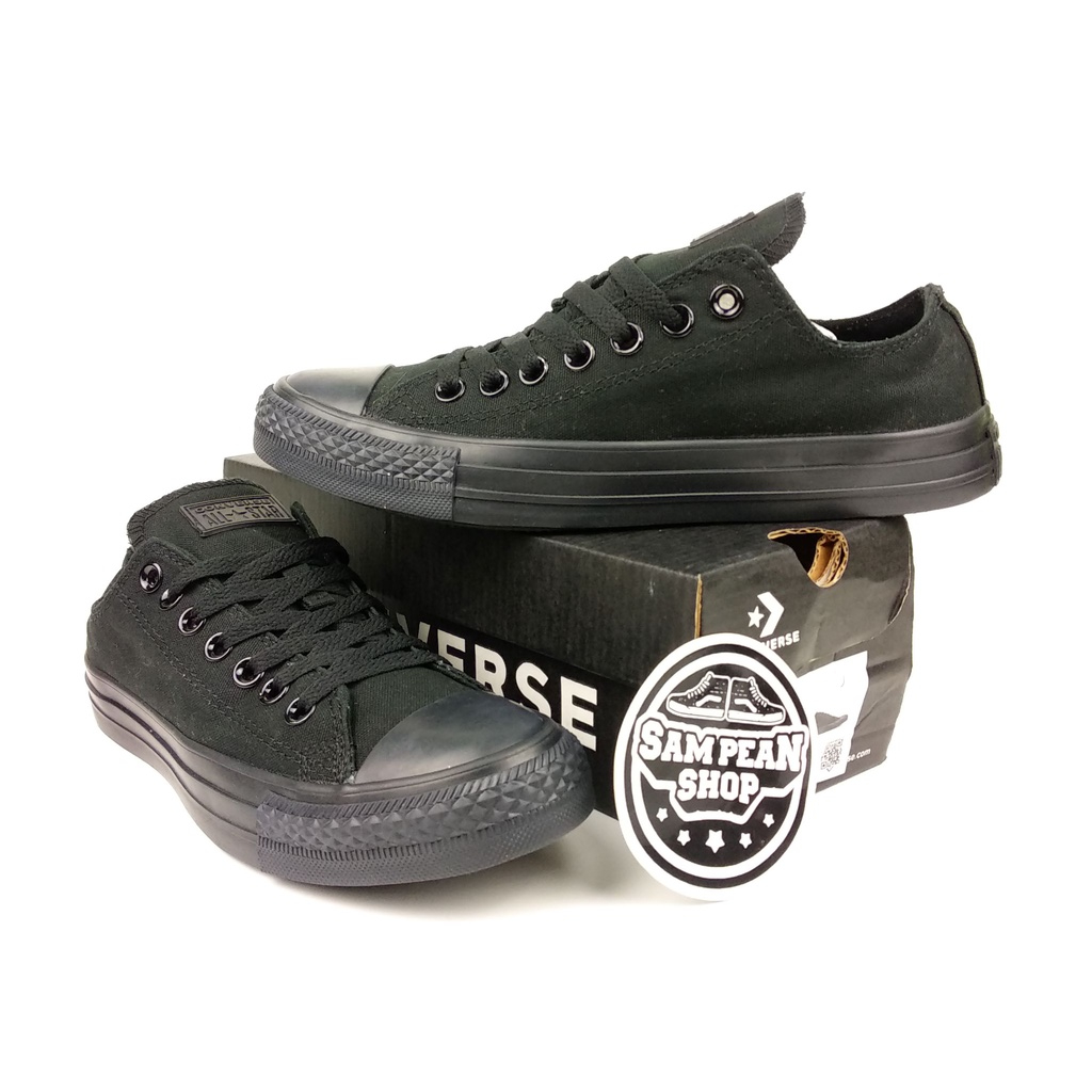 ASLI GRADE ORI Sepatu Converse All star Chuck Taylor Low Full Black Original Premium Import BNIB