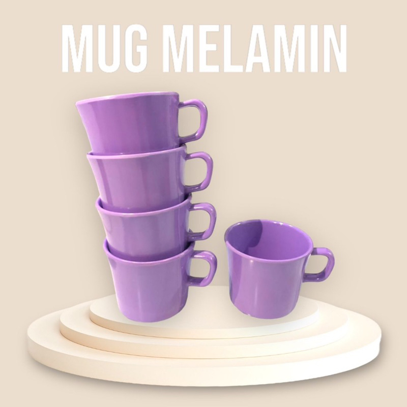 Jual Gelas Cangkir Mug Gagang Melamine Glori Ungu Pastel Cangkir Minum Gelas Minum Melamin 3560