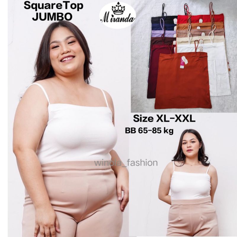 Jual Tanktop Miranda Square Top Kemben Jumbo Big Size Ld 130 Tanpa