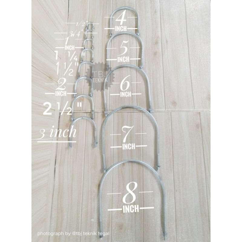 Jual klem besi U bolt ukuran 1/2"8 inch Shopee Indonesia