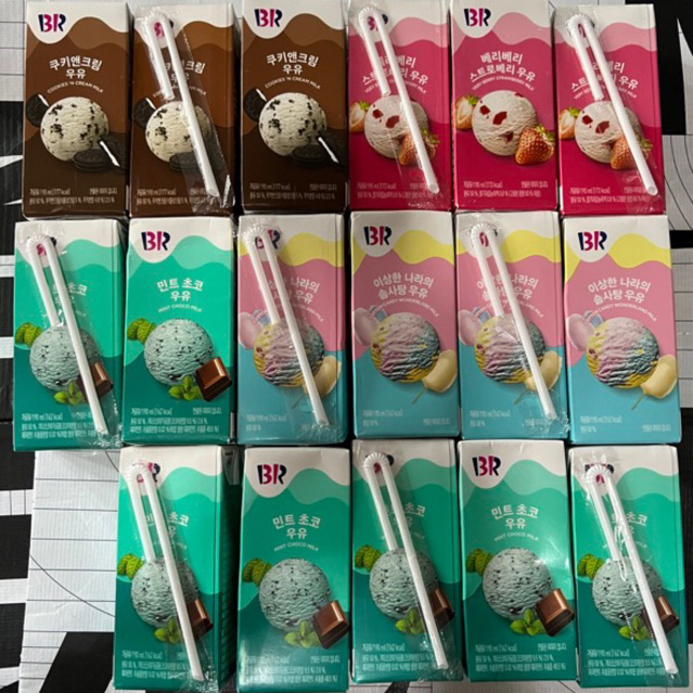 Jual po jastip korea susu kotak baskin robbins BR mint choco ice cream