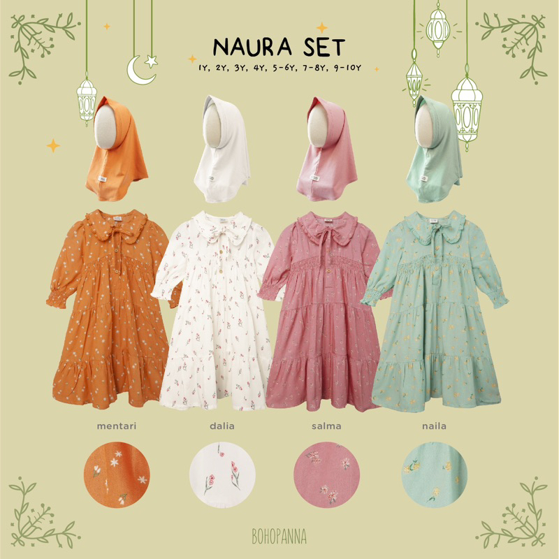 Jual BOHOPANNA NAURA SET NAURA BABY SET GAMIS ANAK CEWEK GAMIS