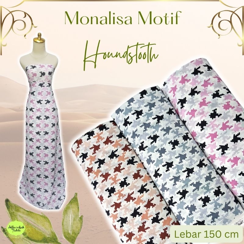 Jual Bahan Kain Monalisa Motif Houndstooth Kain Monalisa Mona Lisa