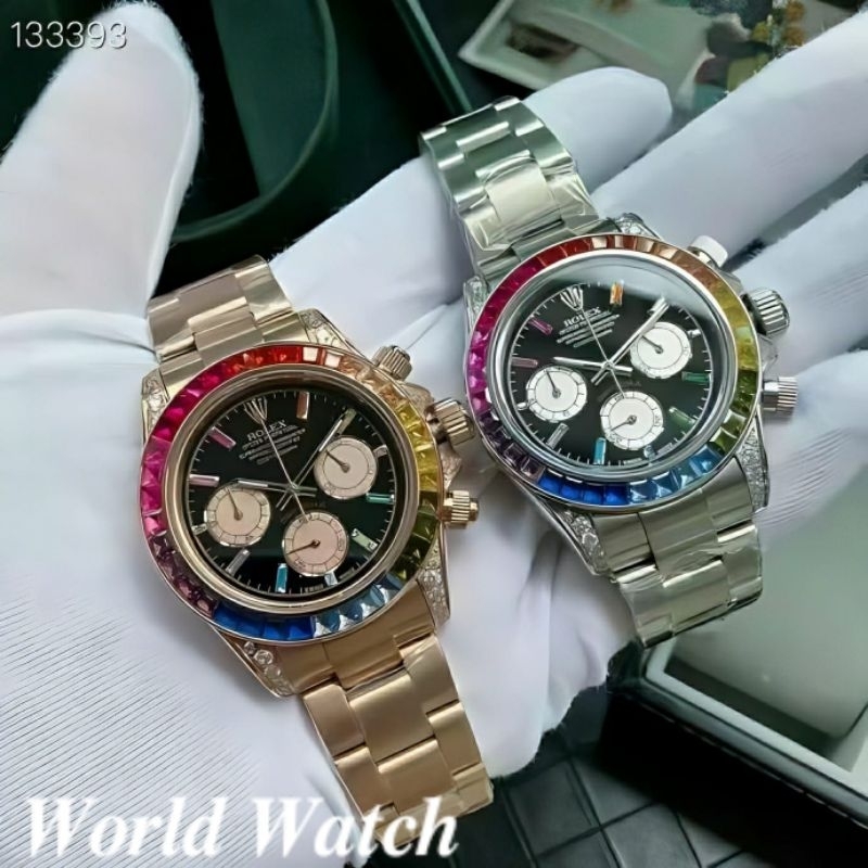 Jual Jam Tangan Pria Merk Rolex Rainbow Daytona Automatic Saphire