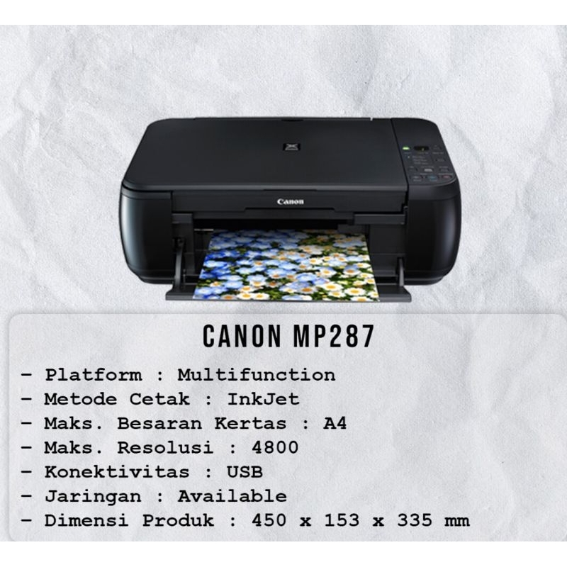 Jual Canon mp287 printer copy and scan normal kosongan (tanpa cartridge