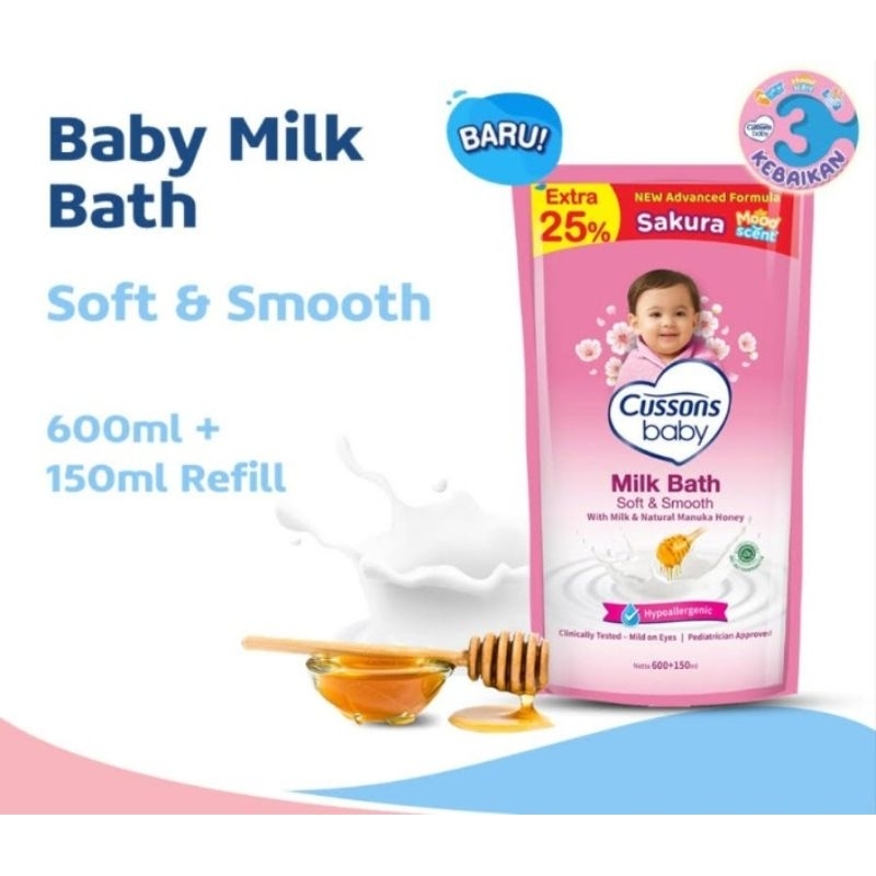 Jual Cussons Baby Milk Bath Soft & Smooth 600+150ml | Shopee Indonesia