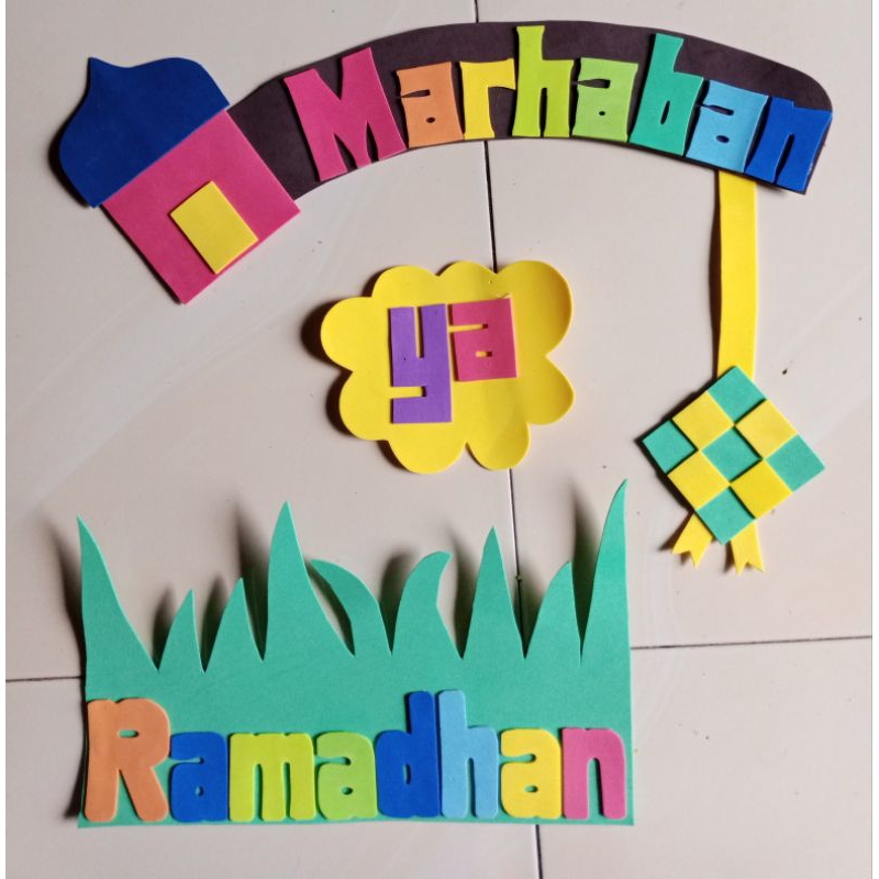 Marhaban yaa Ramadhan//hiasan bahan sponati//hiasan Ramadhan//hiasan kelas sekolah rumah