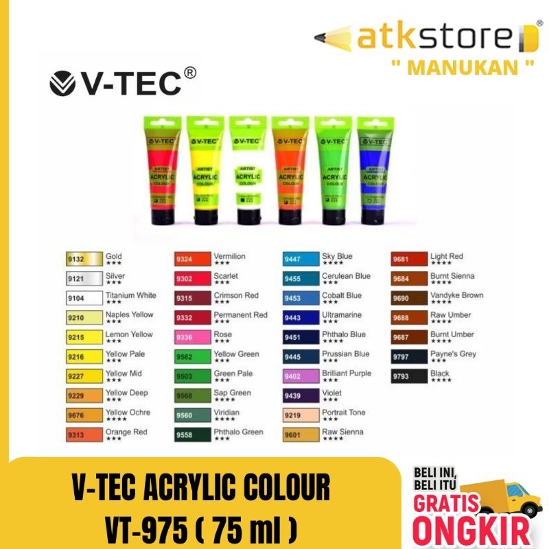 Jual V Tec Cat Akrilik Kemasan 75 Ml Cat Acrylic Vt 975 Shopee Indonesia