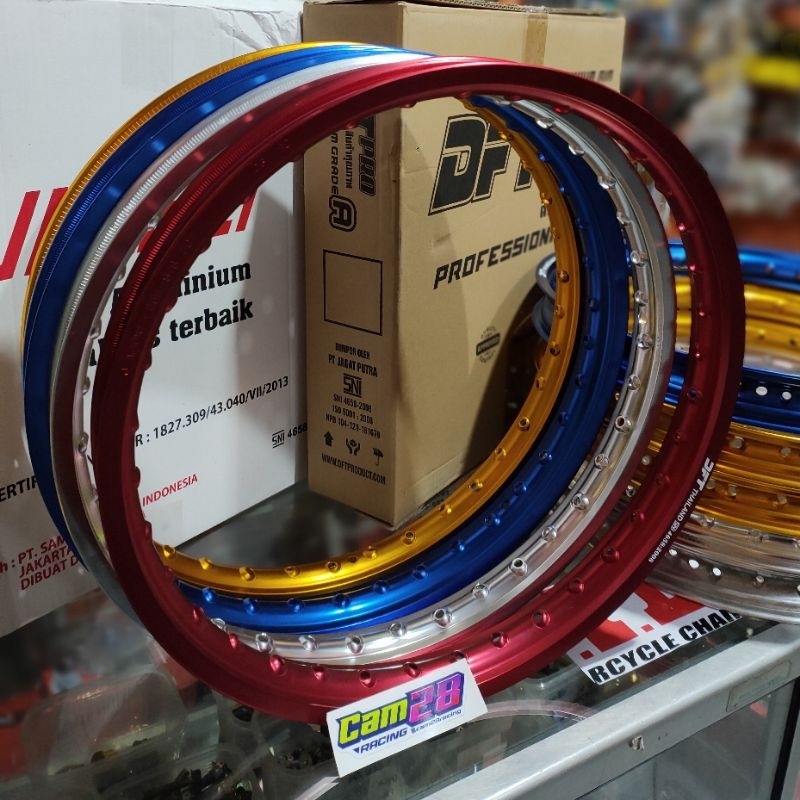 Jual VELG JINFEI DFT ROSSI GOLD SILVER BLUE RED ORANGE TITANIUM 120 140 ...