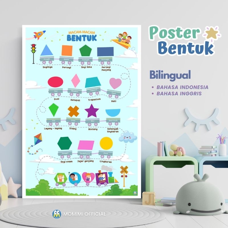 Jual Poster Macam-macam BENTUK Poster Edukasi Anak Belajar Bentuk ...