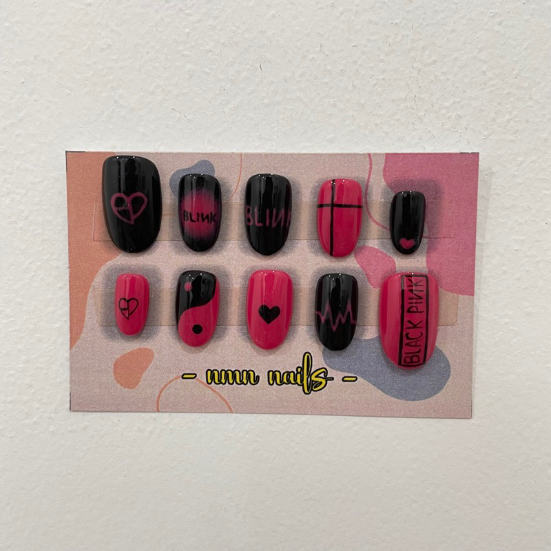 Jual Blackpink Nails / kuku palsu black pink / blink fake nails
