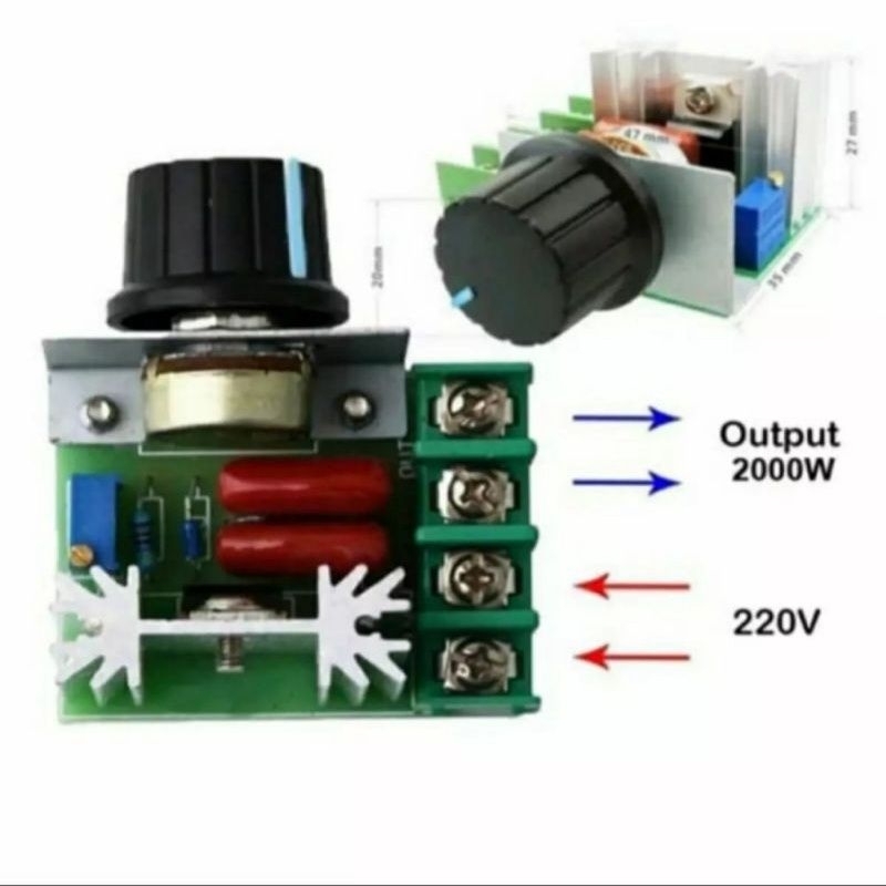 Jual Dimmer AC 220VAC 2000watt dimmer SCR 2000watt dimmer Gerinda .dll