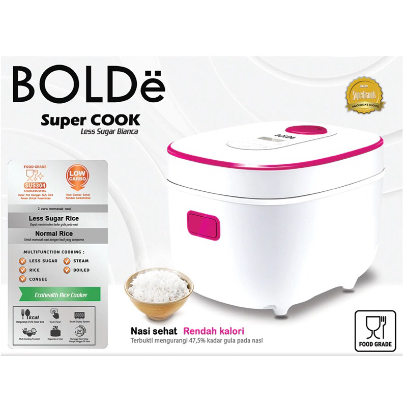 Jual Rice Cooker Bolde Super COOK Less Sugar BIANCA 2L | Shopee Indonesia