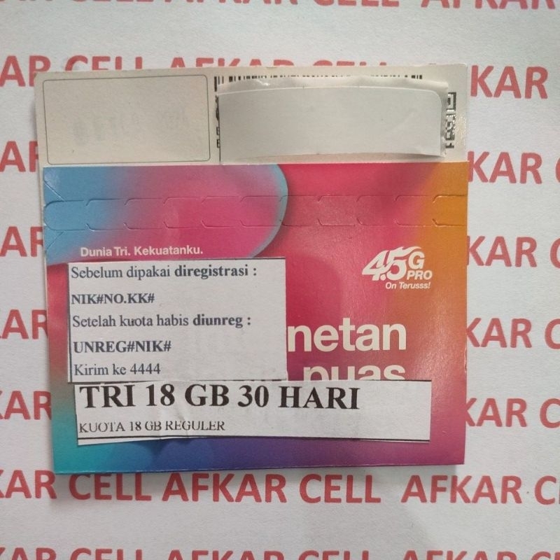 Jual PERDANA TRI 18GB 30HARI (HPL) | Shopee Indonesia