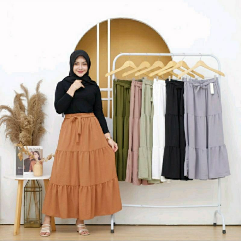 Jual ROK CANDA / ROK SUSUN AIRFLOW /ROK PANJANG POLOS | Shopee Indonesia