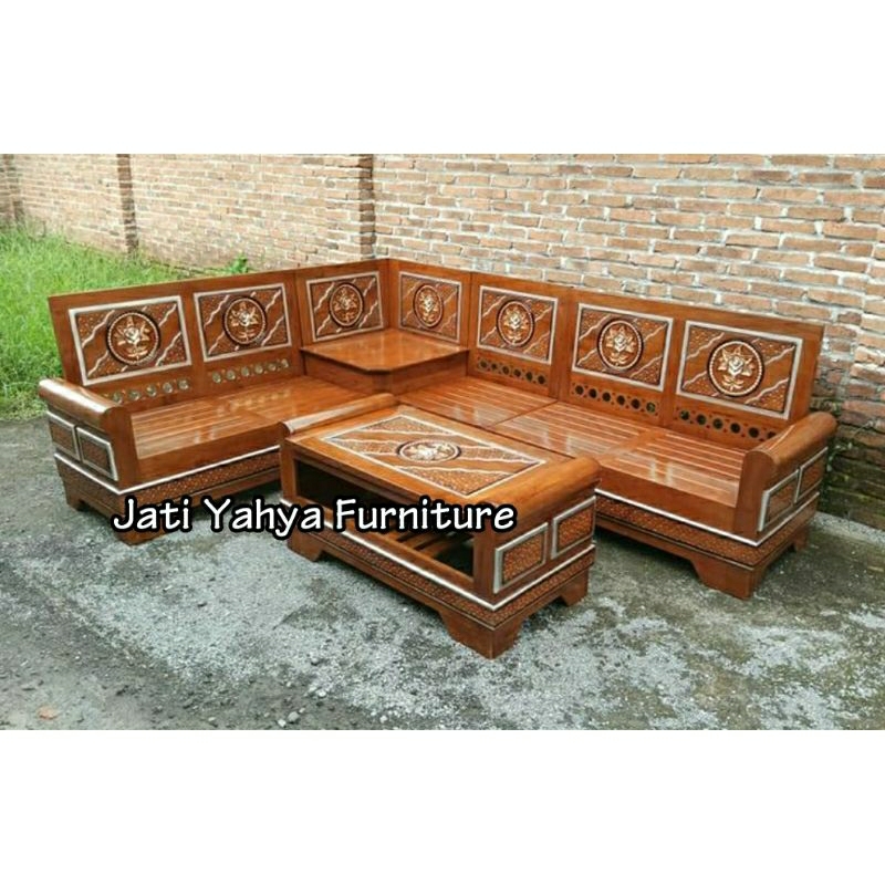 Jual Kursi tamu sudut jati gelung Shopee Indonesia