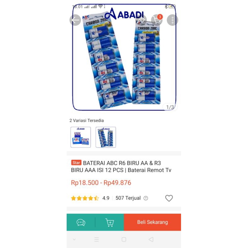 Jual baterai ABC R6 biru AA &R3 biru AAA isi 12 baterai remot tv ...