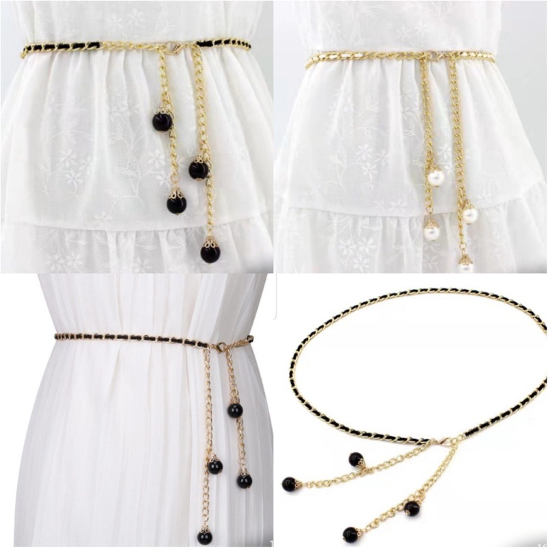 Jual Ikat Pinggang Belt Rantai Slim Model Mutiara Imitasi Fashion ...