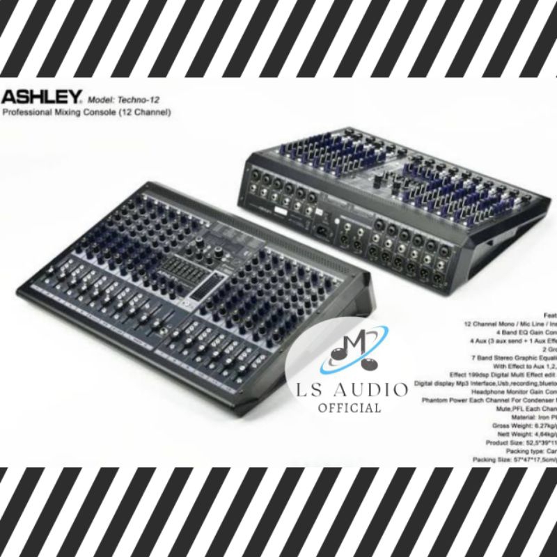 Jual Ashley Mixer Techno 12 Original - 12 Channel Bluetooth USB Ashley ...