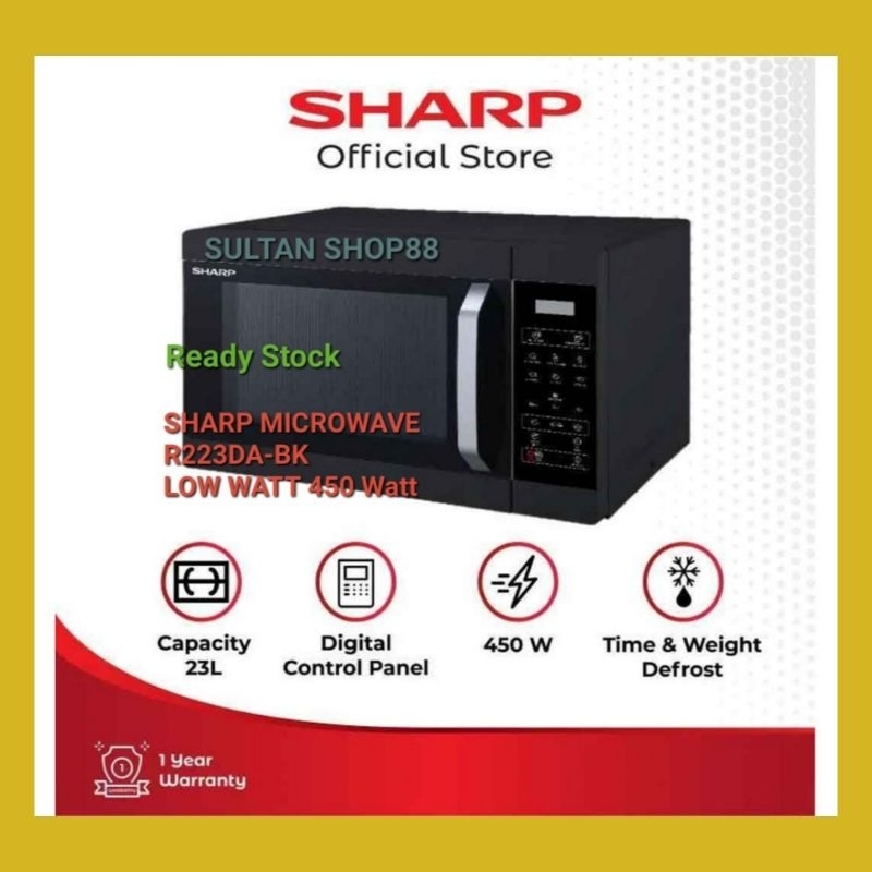 Jual SHARP MICROWAVE R223DABK LOW WATT 450 WATT KAPASITAS 23 LITER