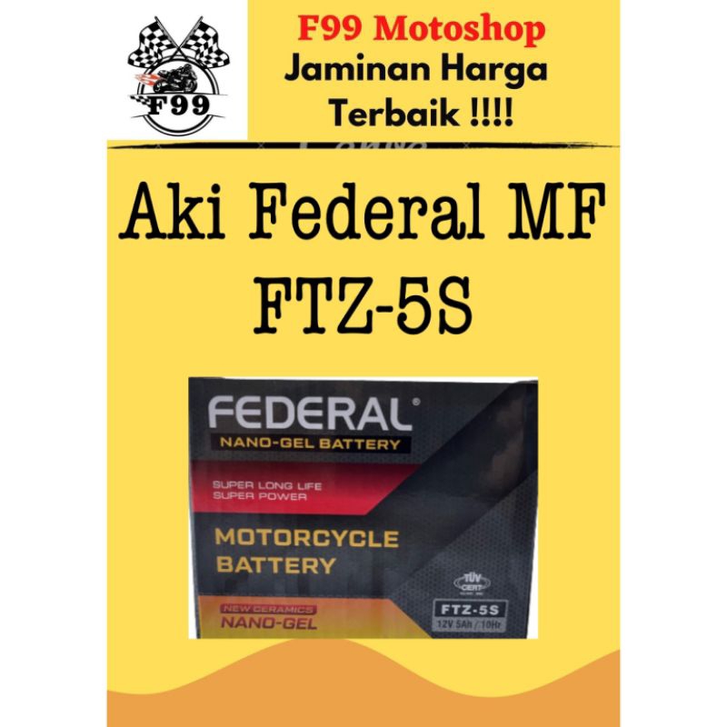 Jual AKI FEDERAL FTZ-5S 12V-5AH AKI BEAT AKI MATIC | Shopee Indonesia