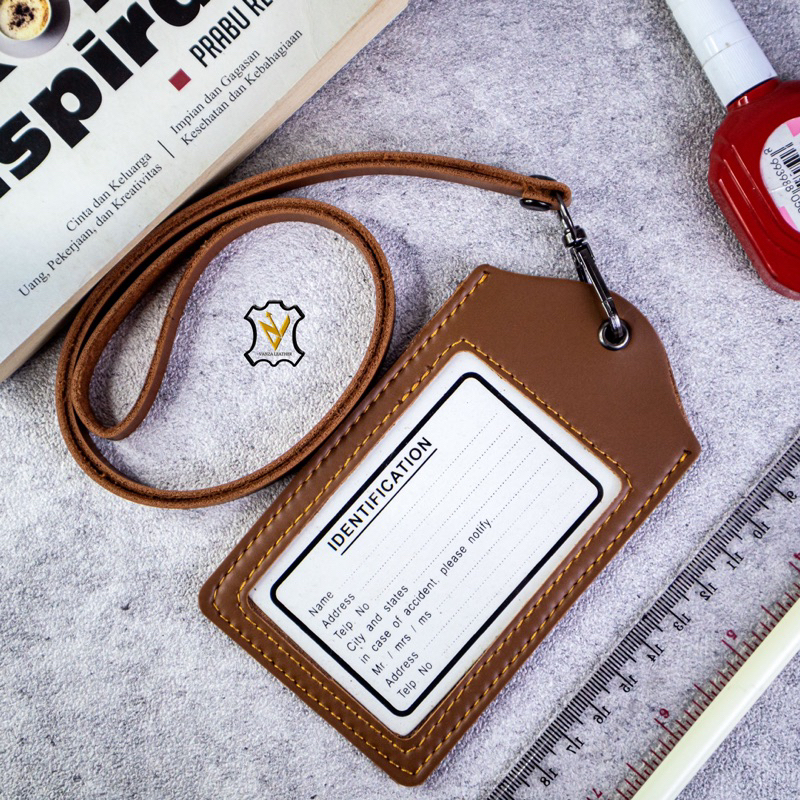 Jual NAME TAG/ID CARD 1 SLOT LEATHER PREMIUM TERLARIS | Shopee Indonesia
