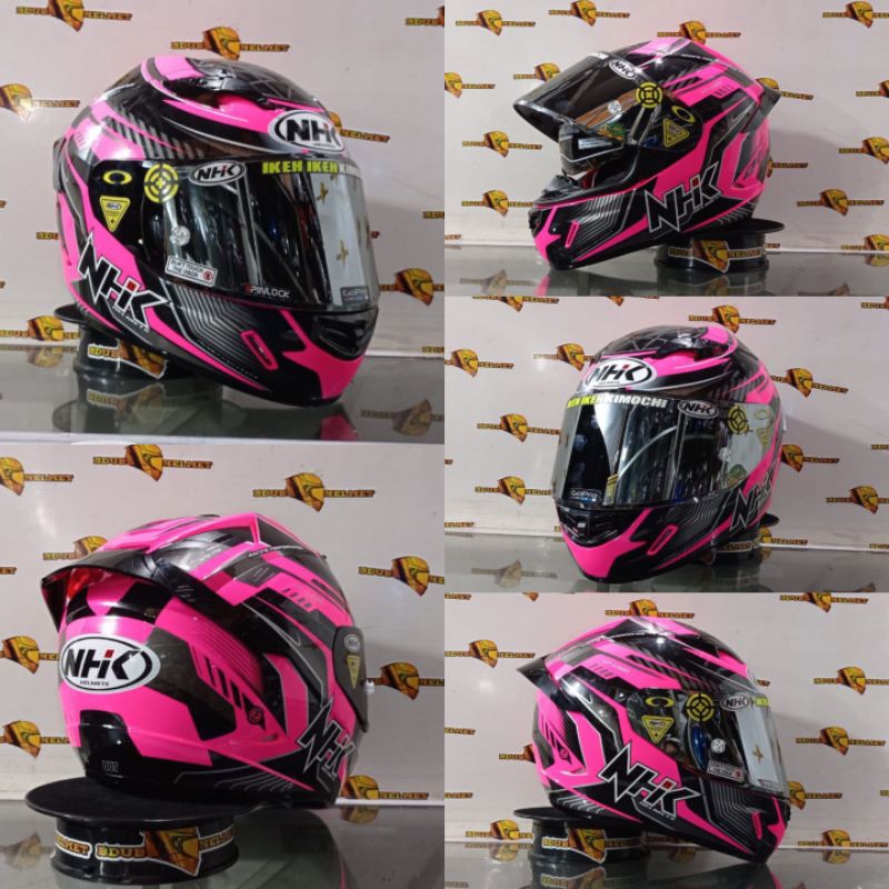 Jual Helm Nhk GP 1000 motif PLASMA PINK FLUO BLACK PAKET GANTENG