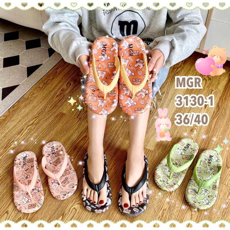 Jual Sandal Jepit Karet Jelly Anak wanita Cewek motif Bear Bunny Rabbit ...