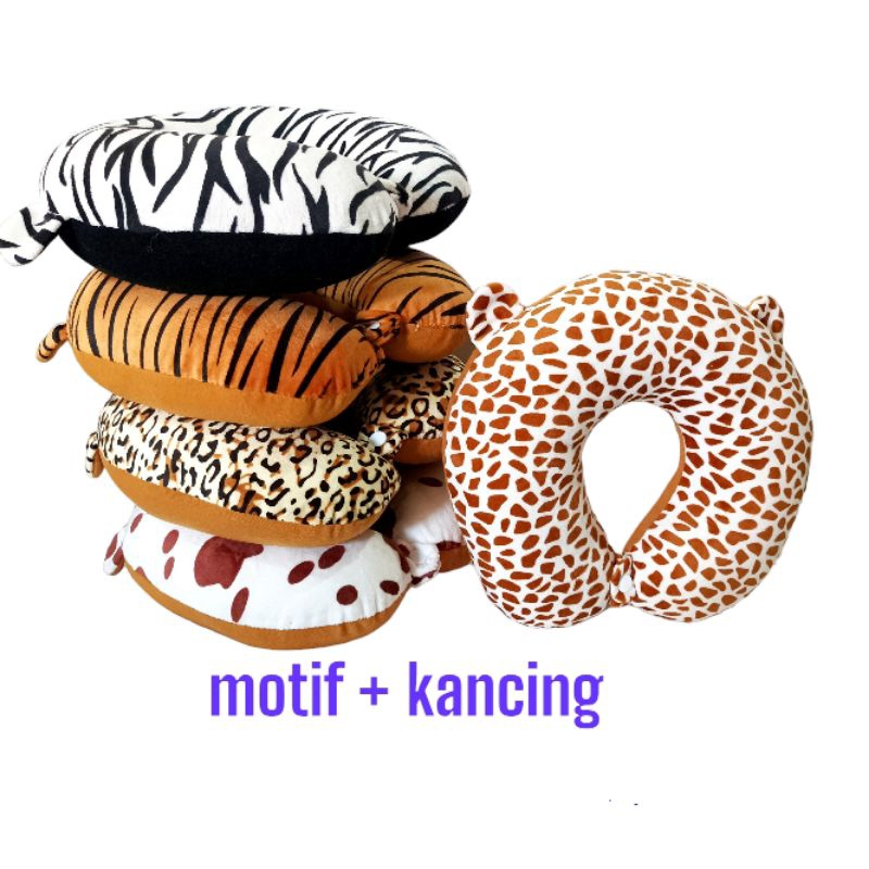 Jual Bantal leher karakter motif bantal leher kancing bahan lembut