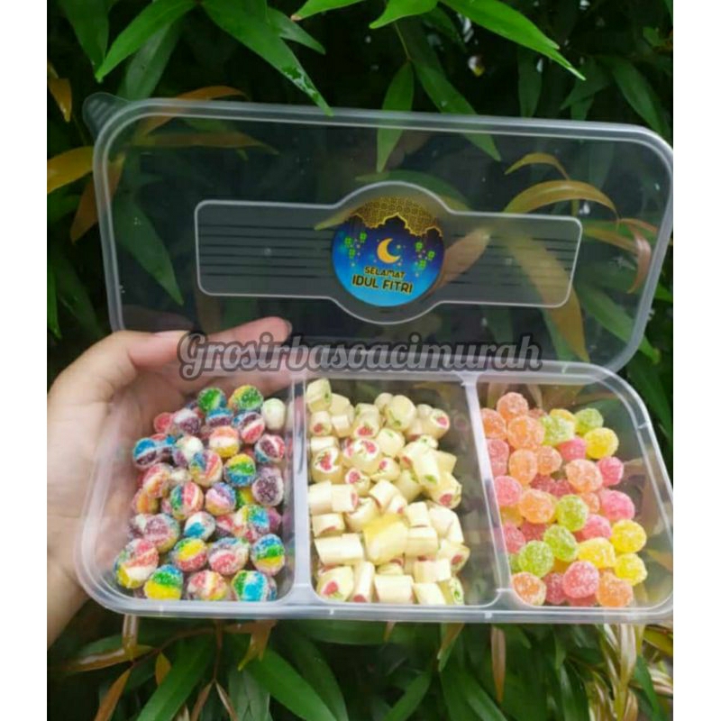 Jual Permen Viral 3 Sekat Fruity Candy Mix Toples Sekat 3 Permen Sticky Candi Roll Permen Stick 0506