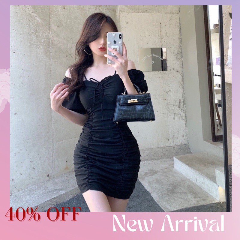 Jual Korean dress bodycon press body tali puffy mini dress party girl