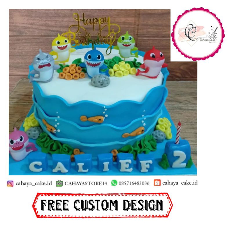 Jual Kue Ulang Tahun Baby Shark / Baby Shark Cake / Kue Ultah Ikan