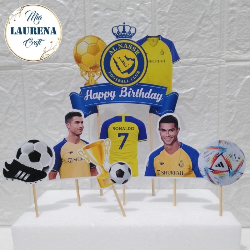 Jual topper birthday cake hiasan kue ulang tahun tema bola Al nassr