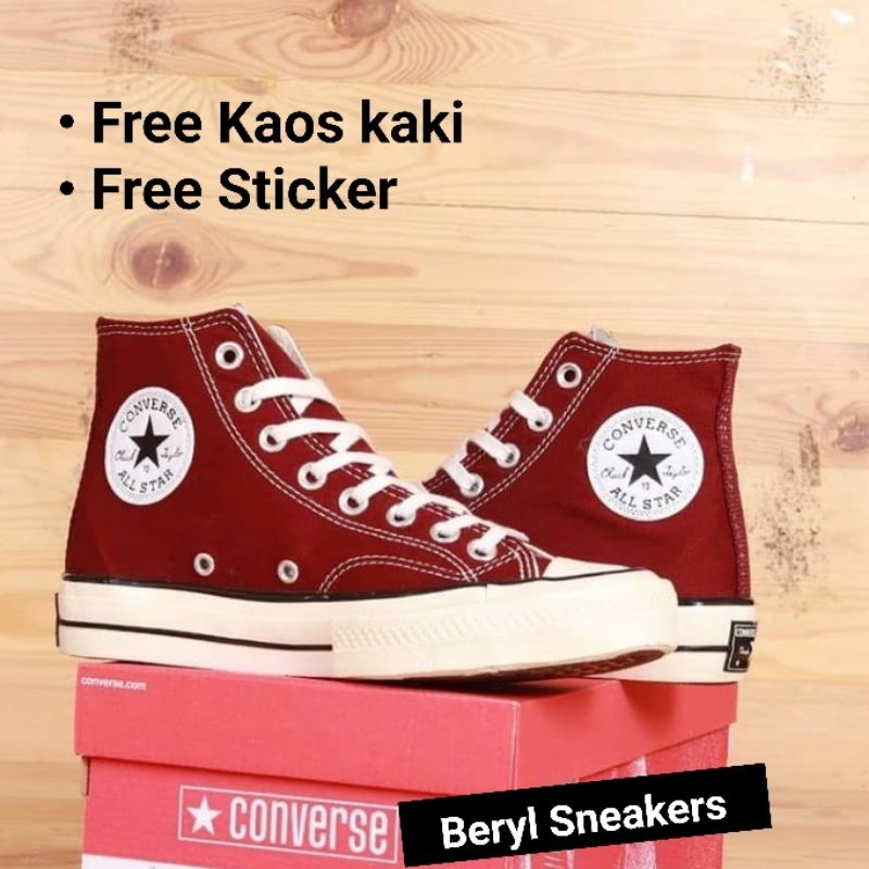 Sepatu Converse 70s HI Maroon Burgundy Converse 70s Hight Maroon Converse 70s Merah Marun Premium Terlaris