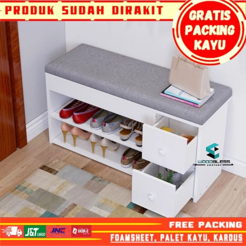 Jual RAK SEPATU DAN LACI MODEL BANGKU SERBAGUNA 2 LACI MINIMALIS ...